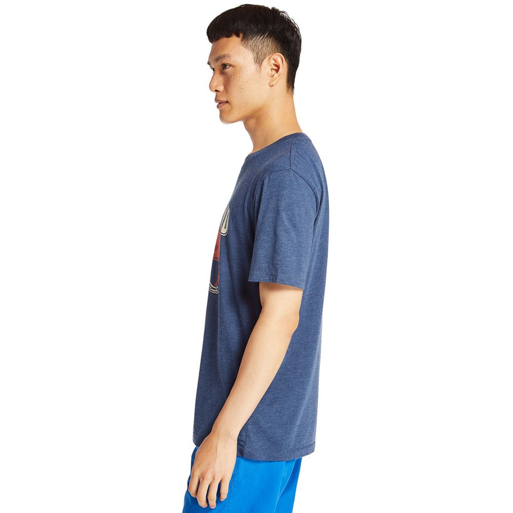 Camisetas Masculino - Timberland Backwoods Storytelling - GQFPW5981 - Azuis